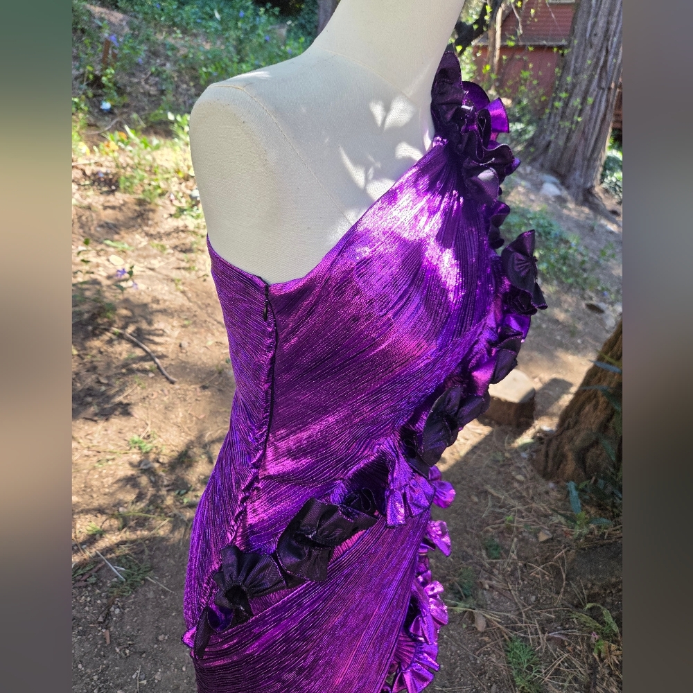 Miley Cyrus Alexandre Vauthier Purple One-Shoulder Ruffle Dress Size 36 - Picture 5 of 16